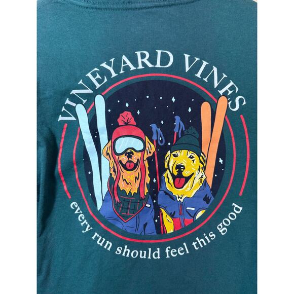 Vineyard Vines Boys' Ski Dogs Long-Sleeve Green Pocket Tee Size Large (16) - Picture 4 of 11